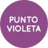 Logotipo de circulo violeta con punto violeta escrito en letras