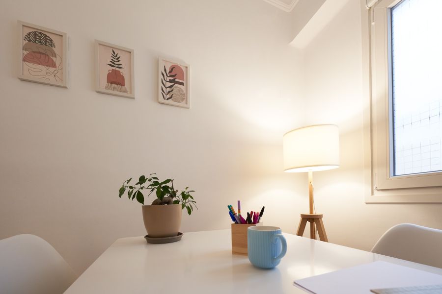 Sala despacho de Teruel con plantas